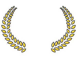 かわいい月桂冠　横長フレーム　黄色　イラスト素材