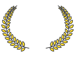 Obraz premium かわいい月桂冠 横長フレーム 黄色 イラスト素材