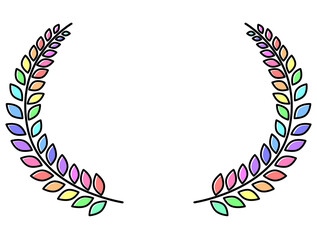 パステルカラーのかわいい月桂冠　横長フレーム　イラスト素材
