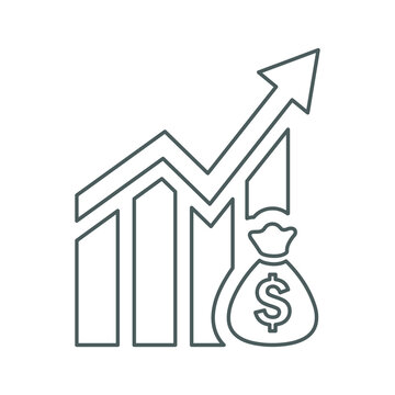 financial growth chart with money bag clip art preview