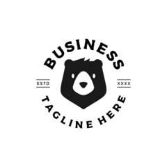 Bear head badge logo design vector illustration