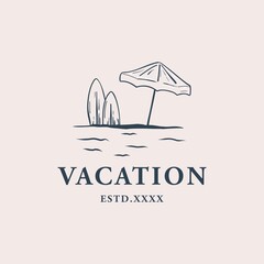 Beach vacation logo design vector illustration