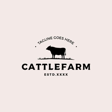 Cattle farm Logo design vector illustration