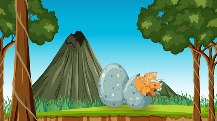 Dinosaur in prehistoric forest scene © blueringmedia