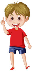 A boy standing on the floor cartoon character on white background