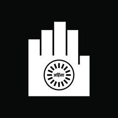 Jain religion symbol with black and white color.