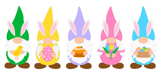 Set Easter Gnomes vector illustration