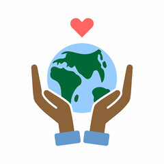 palms hold the planet Earth vector illustration