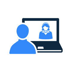 Online, training, instruction icon. Simple flat design concept.