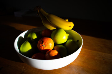 Fruit bowl with sunlight