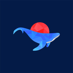 Dark Mode Geometric Whale Logo