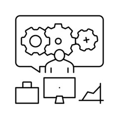 gear working process line icon vector illustration