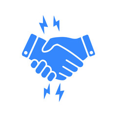 Partnership, agreement, deal, gesture icon. Blue vector sketch.
