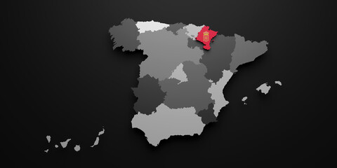 3d Navarra region flag and map
