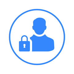 Personal, security, lock icon. Blue vector sketch.
