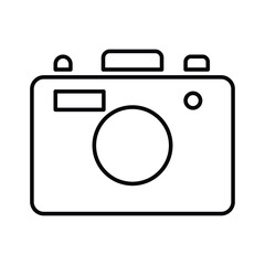 Photography, camera outline icon. Line art sketch.