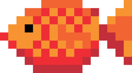 Fish Pixel art on a white background. Pixel art. Vector illustration.