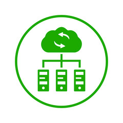 Server, host, hosting icon. Green vector sketch.