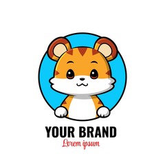 Tiger Logo, Cute Tiger brand mascots logo character, Animal Logo, Circle Logo, Cute Tiger illustration Vector