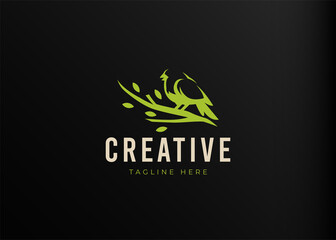 Perching Sparrow Logo Design Template. Sparrow Perch Icon Vector