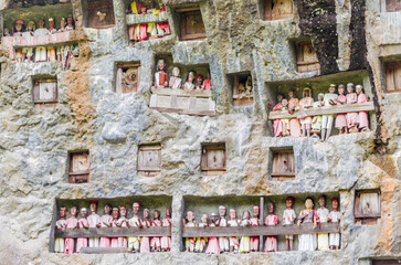 Views in detail of Rantepao and Tana Toraja Regency. Shoeing the graves, rice fields and markets....
