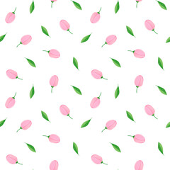 Floral seamless pattern with  flowers on white background. 
Watercolor hand painted leaves, flowers 