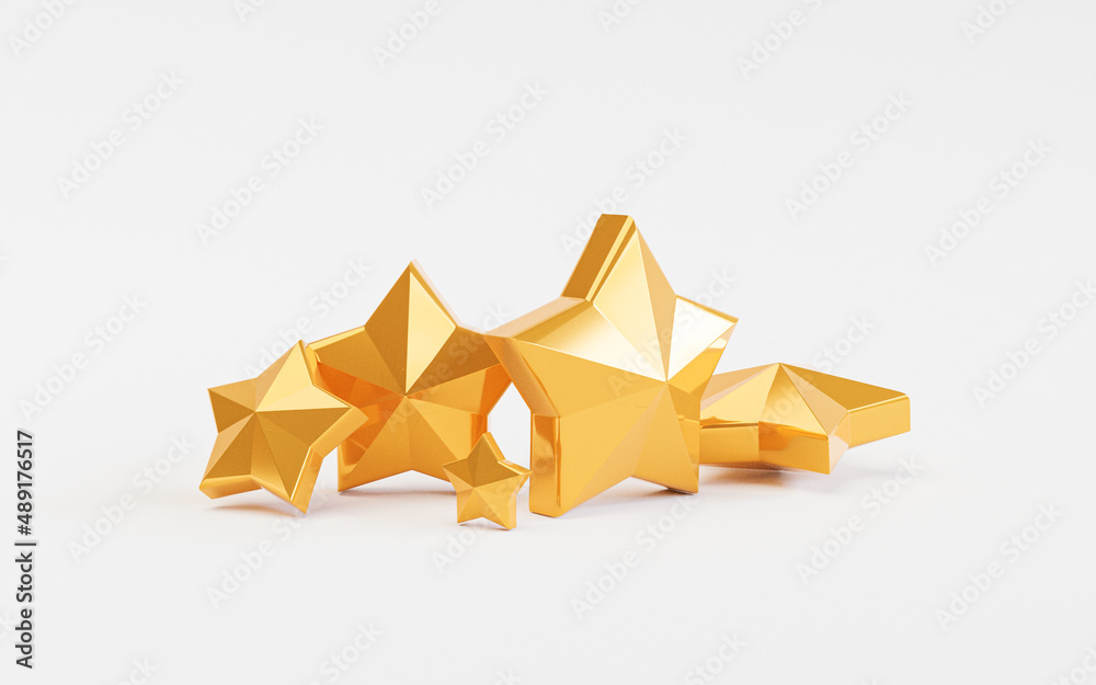 Poster five golden stars for client excellent evaluation after use product and service concept by 3d render