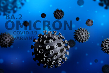 a covid-19 omicron ba.2 variant virus concept - obrazy, fototapety, plakaty