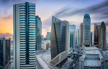 Beautiful Sunset Doha West bay skyline