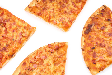 Pizza on a white plate. Fast food. A dish of Italian cuisine