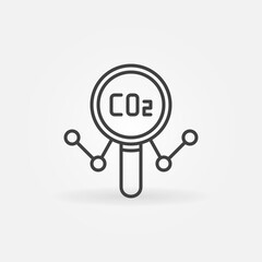 Magnifying Glass with CO2 Graph line icon. Vector symbol