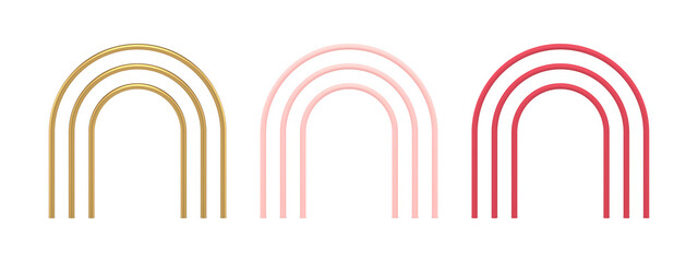 Collection realistic metallic rod arch shape architectural interior exterior design vector