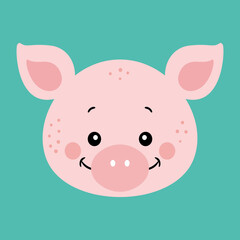 Obraz na płótnie Canvas Cute pink pig gift card