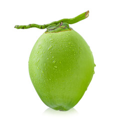 water drop green coconut isolated on white background