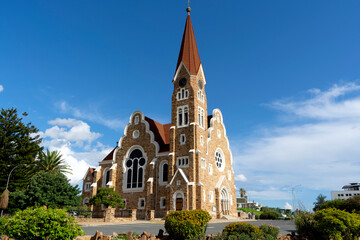 12 February 2022 - Windhoek, Namibia :Landmark building of Christus Kirche, or Christ Church in Windhoek, Namibia