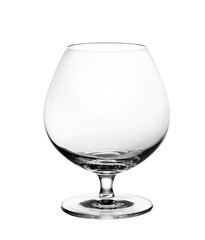 Empty glass for whiskey on white background