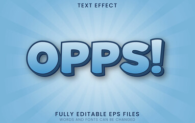 Opps white and Blue Editable Text Effect. 3d text style effect