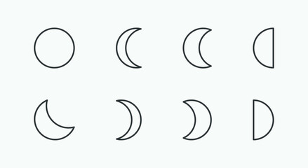 set of weather icon vector. half, full, crescent moon icon vector