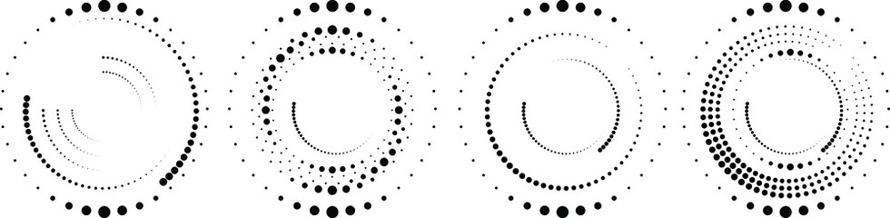 Halftone dots in circle form. round logo . vector dotted frame . design element