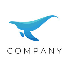 Simple Blue Whale vector logo