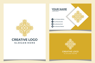 Fototapeta na wymiar flower and diamond design logo template with business card design