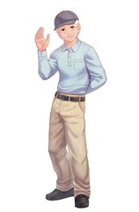 Clip art of surprised elderly man