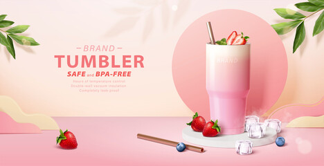 Pink tumbler banner ad