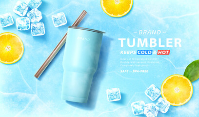 Blue tumbler banner ad