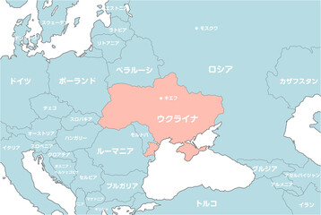 ウクライナ / ロシアとその周辺国地図・マップ イラスト