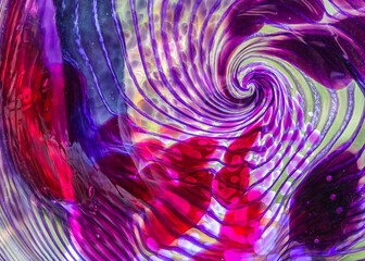 Abstract stained glass purple spiral pattern