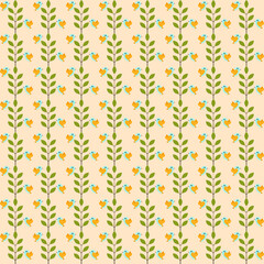 pattern on beige background. Birds and a branch. Minimalism