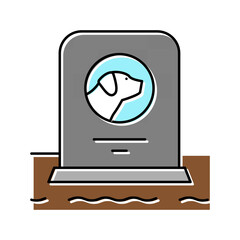 dog dead pet monument color icon vector illustration