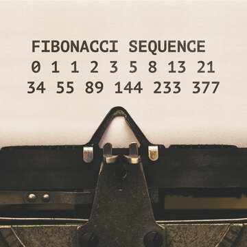 Fibonacci Sequence Numbers written on vintage type writer from 1920s