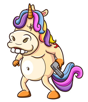 The crazy unicorn holding the shotgun